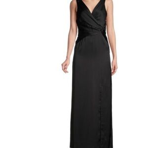 DKNY Knotted-Waist Gown Formal satin black women’s size 8 NWT  $199 flaw
